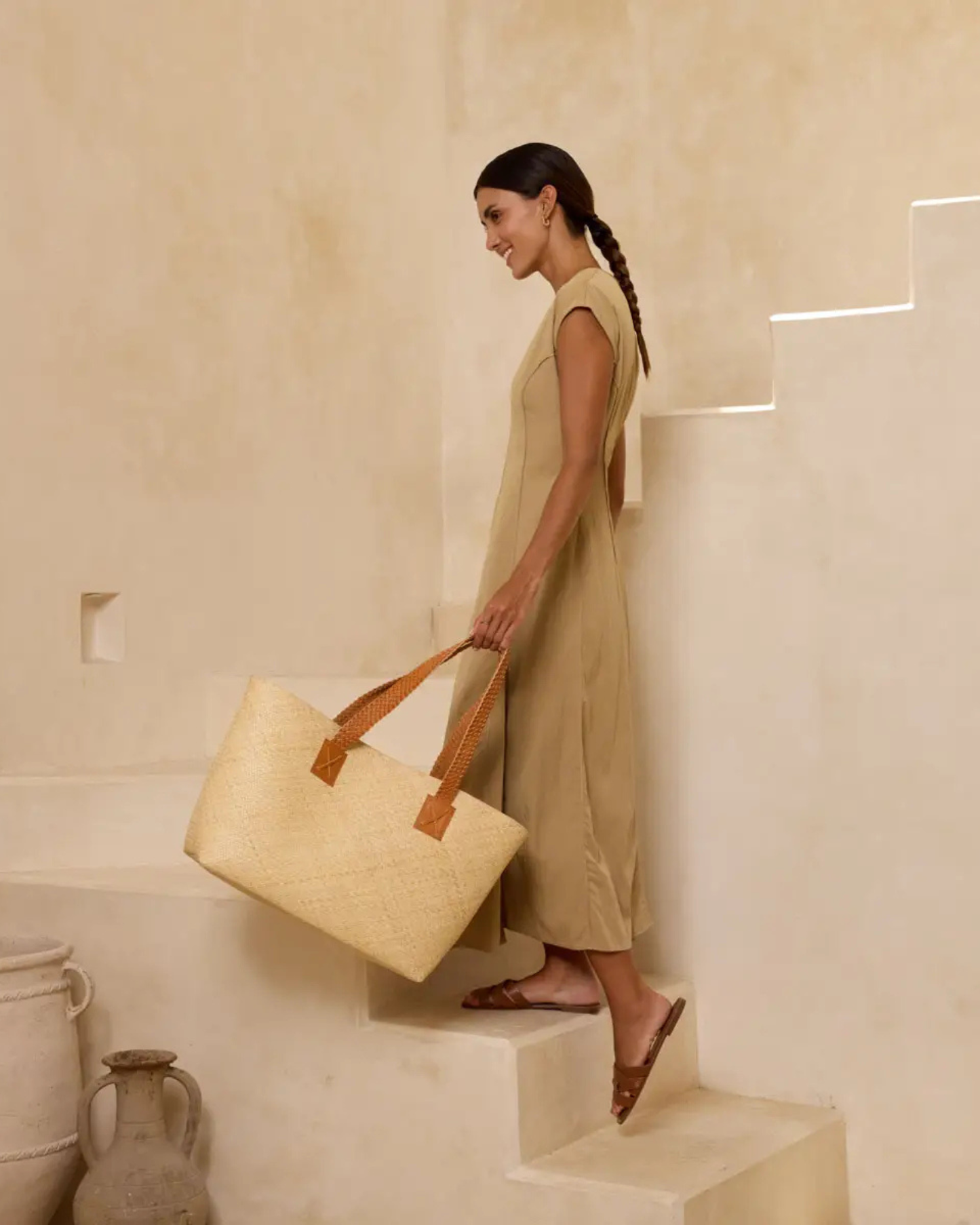Oversized Ivory Rattan Tote by The Winding Road