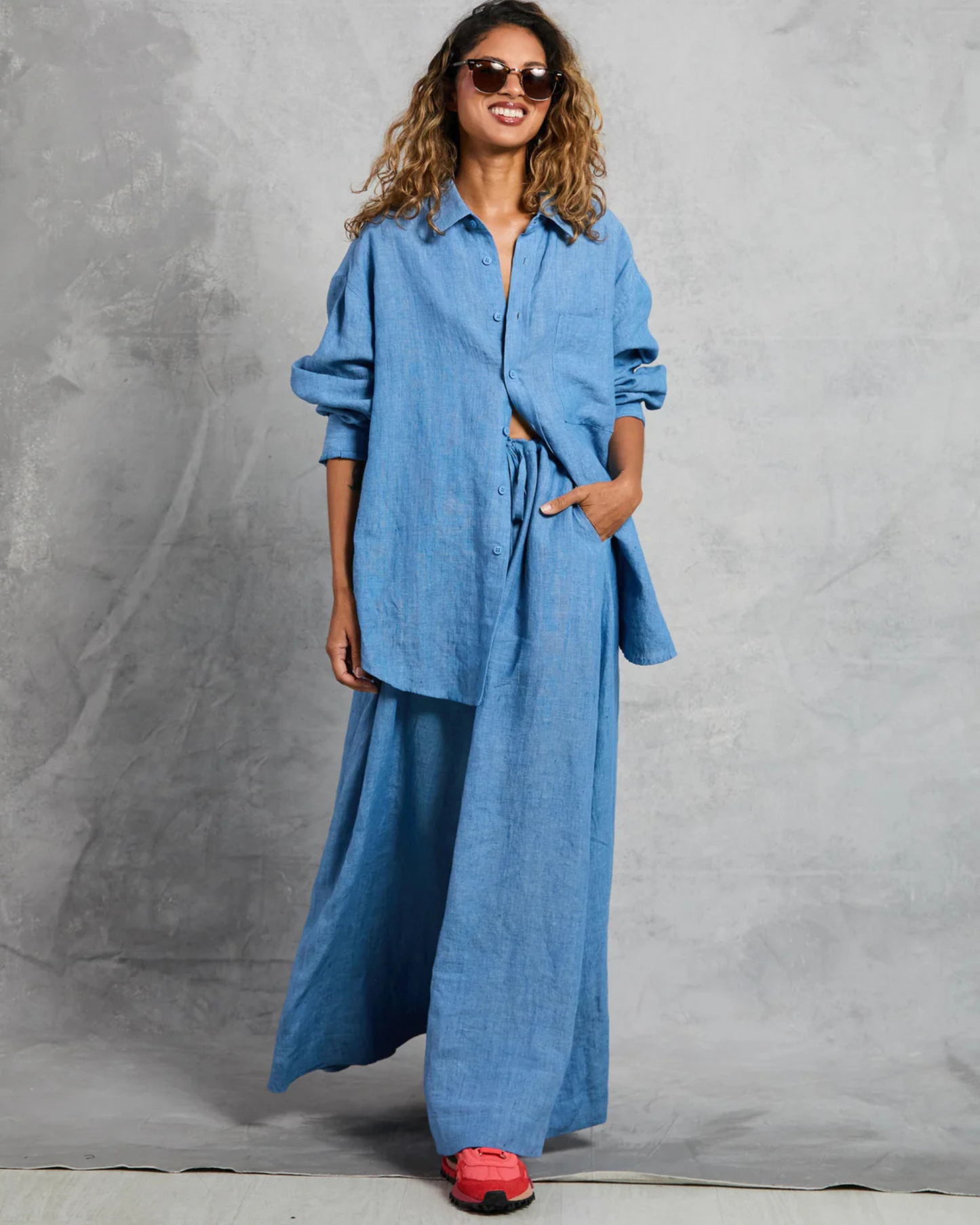 Palazzo Pant in Linen by Mamene / Chambray