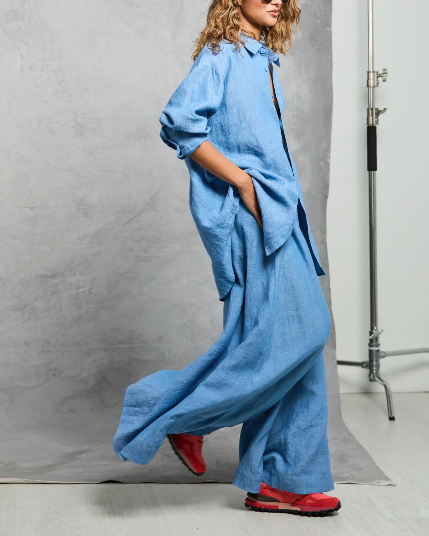 Palazzo Pant in Linen by Mamene / Chambray
