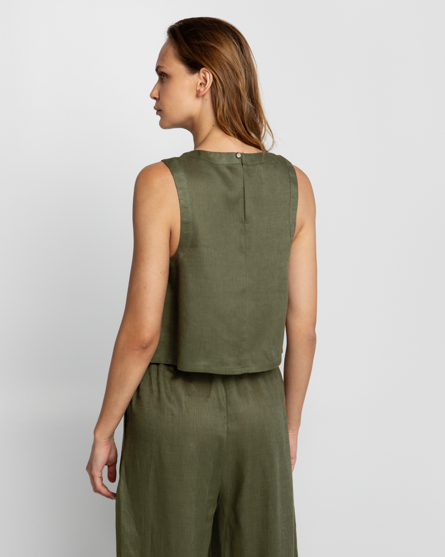 Top Sleeveless 100% Linen by Greek Archaic Kori / Khaki