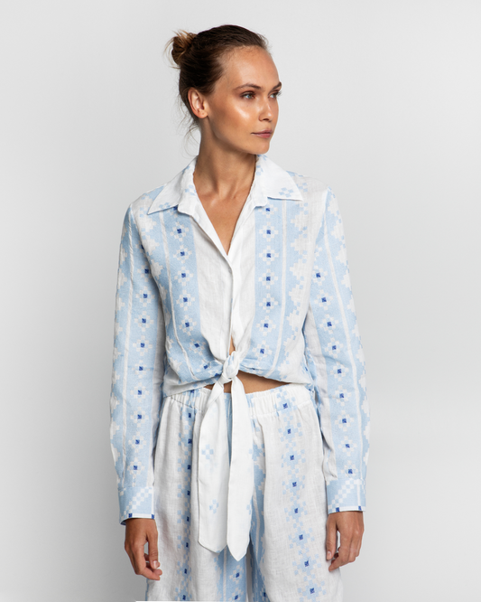 Top Pixel Wrap by Greek Archaic Kori / White-Ciel Royal