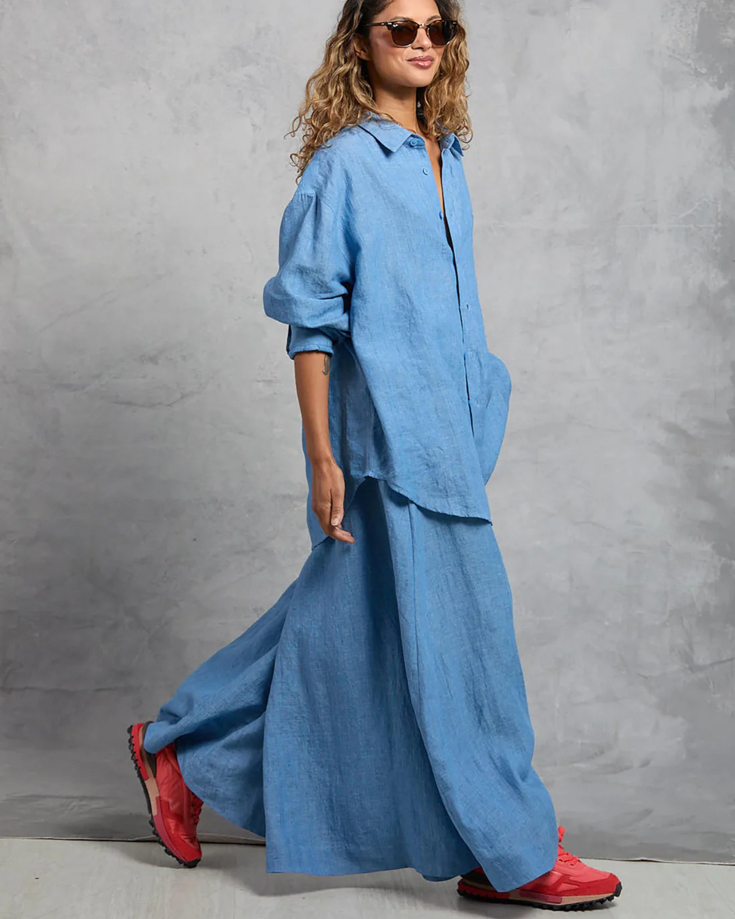 Palazzo Pant in Linen by Mamene / Chambray
