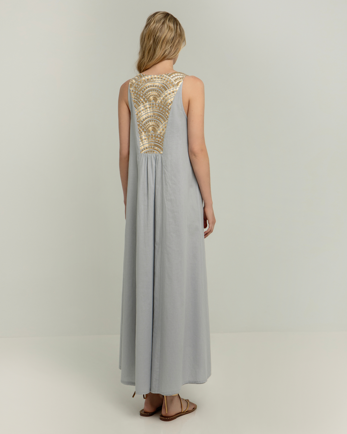 Dress Maxi New Triangle by Greek Archaic Kori / Lt Grey-Gold