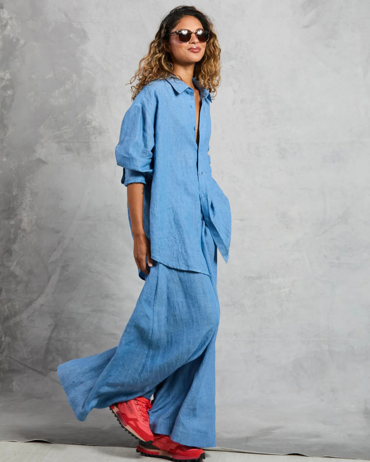 Palazzo Pant in Linen by Mamene / Chambray