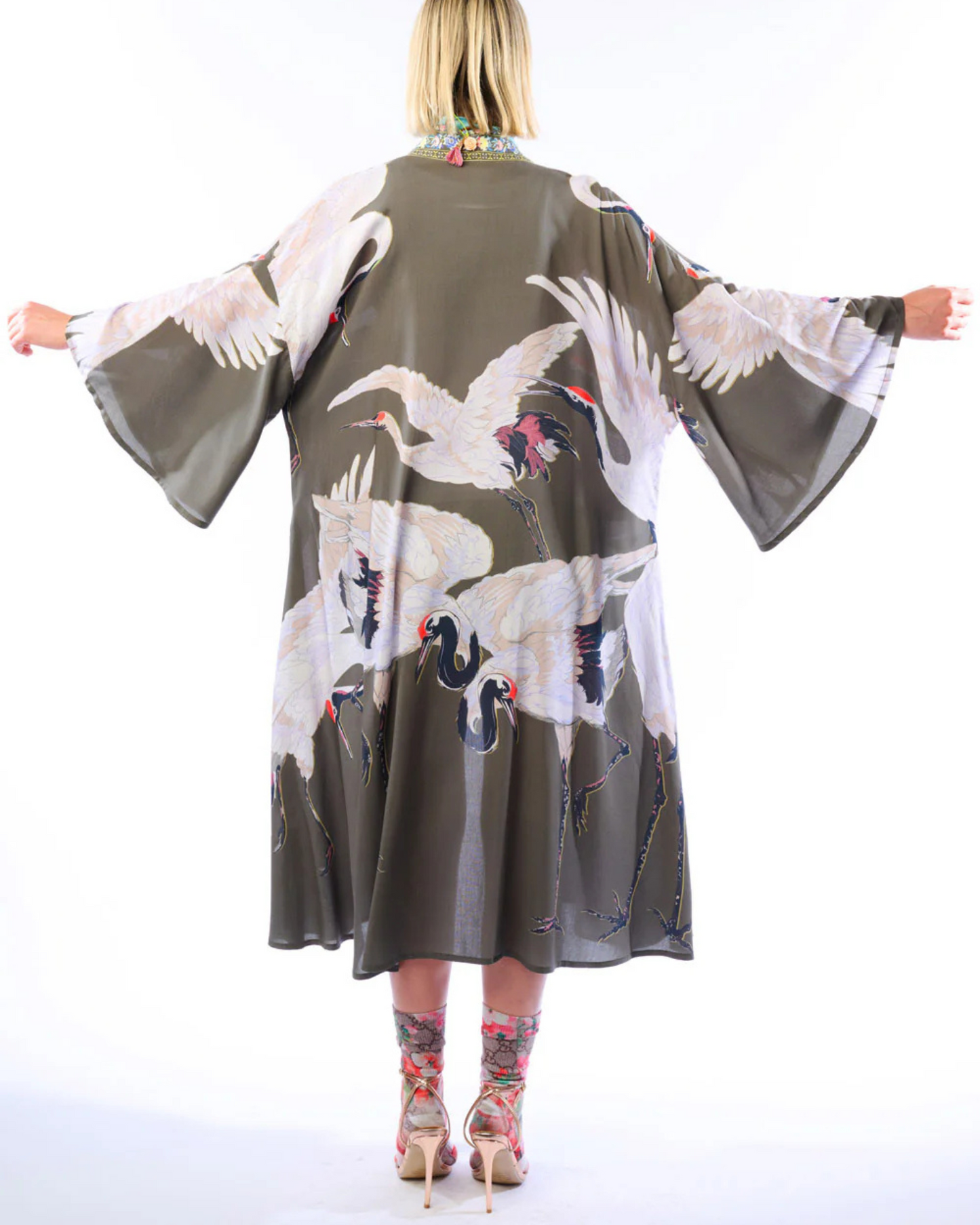 Crane Kimono by Aratta / Charcoal