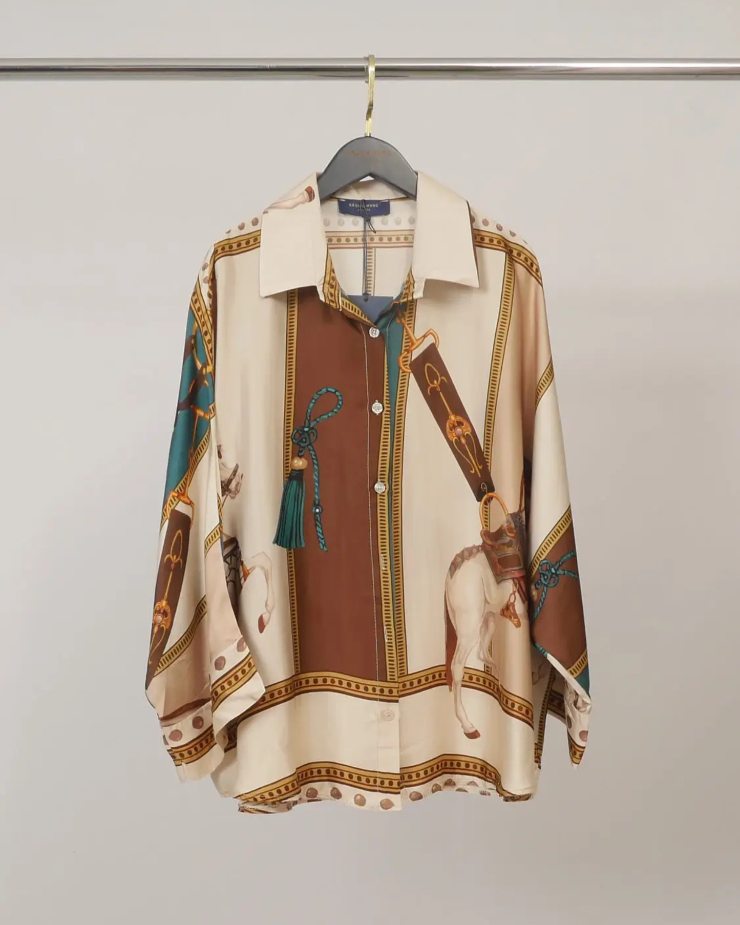 Satin Equestrian Shirt / Beige