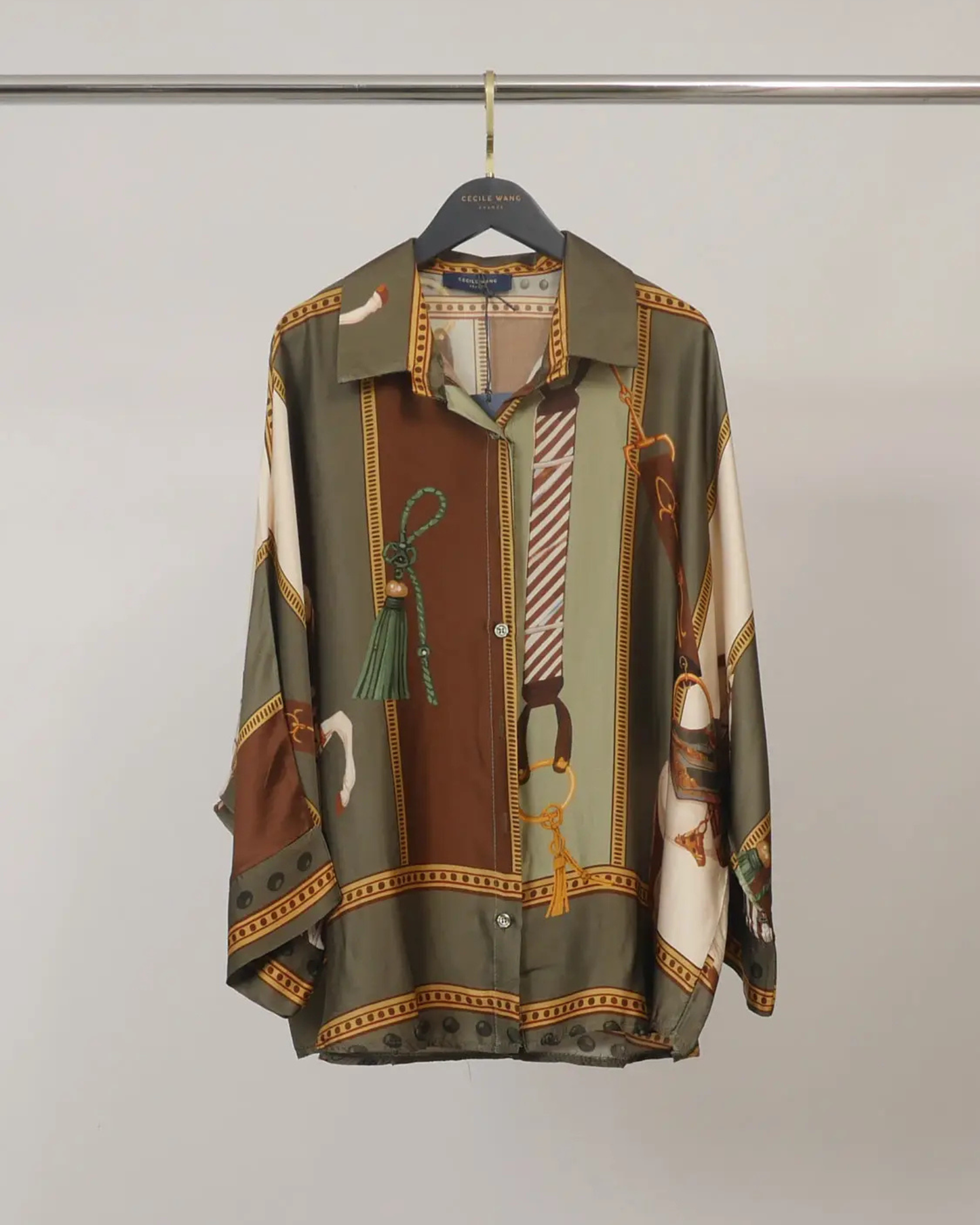 Satin Equestrian Shirt / Olive