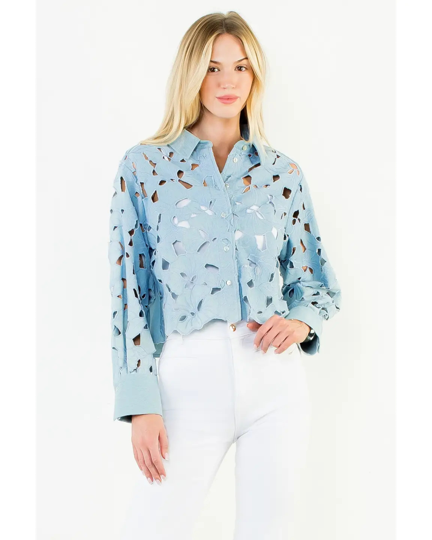 COMING SOON Eyelet Long Sleeve Top by THML