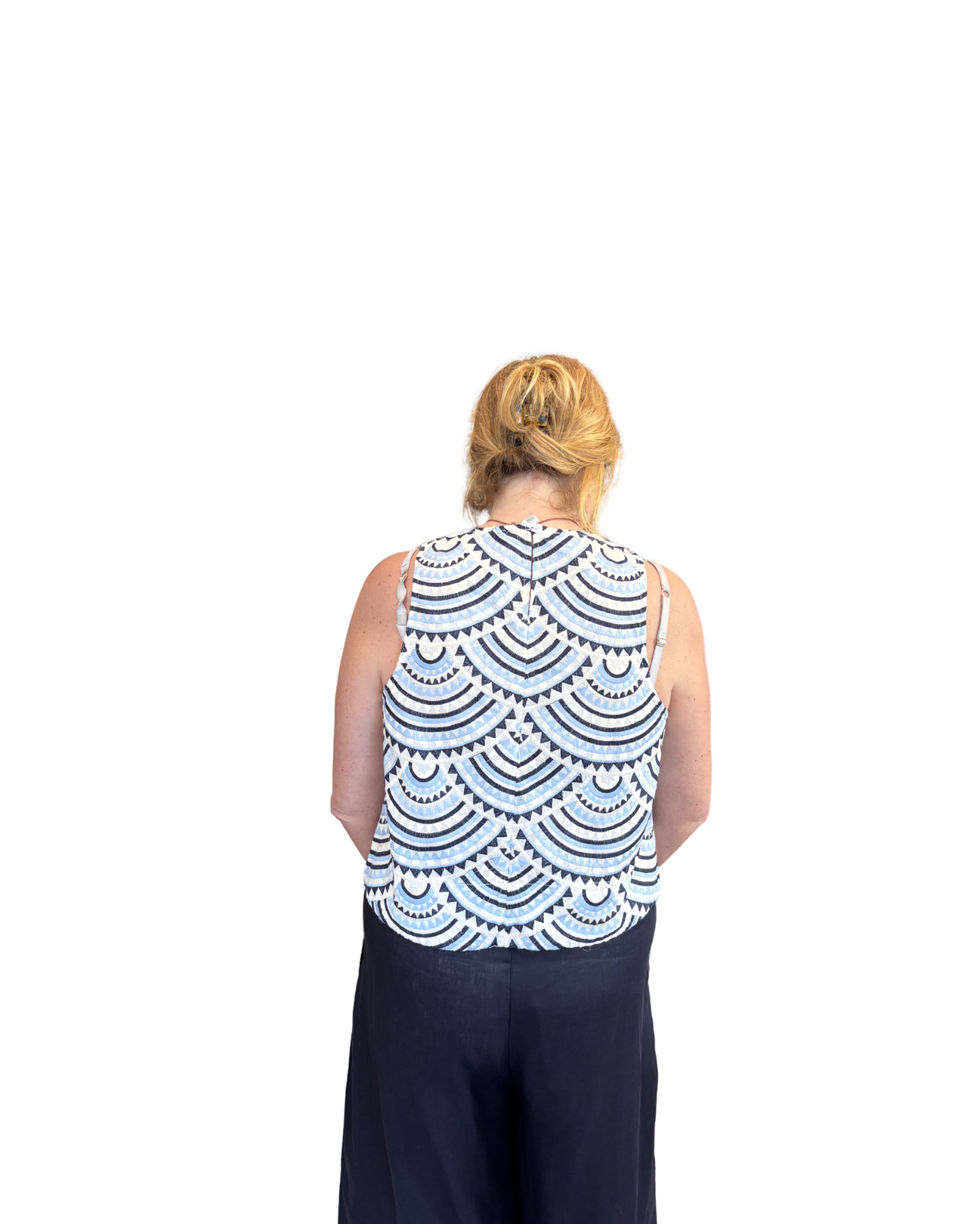 New Triangle Top by Kori / White & Blue