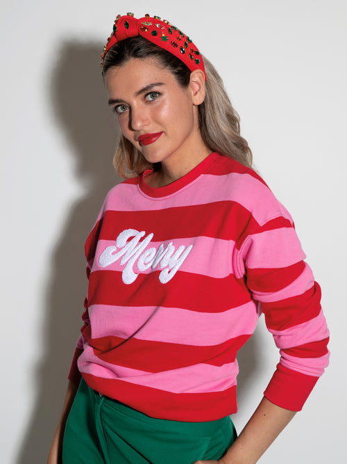 MERRY Rugby Sweatshirt- Red/Pink