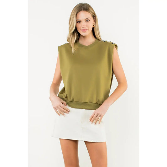Sleeveless Olive Top by THML