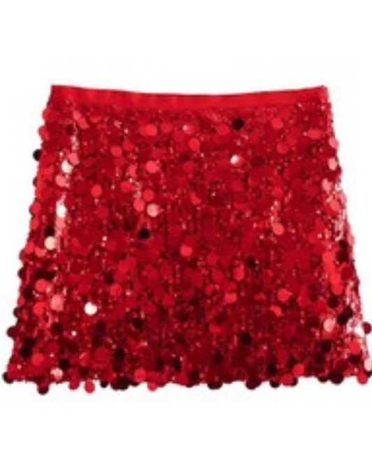 Sequin Skirt / Red