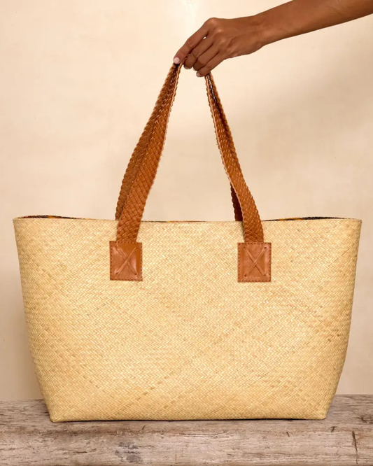 Oversized Ivory Rattan Tote by The Winding Road
