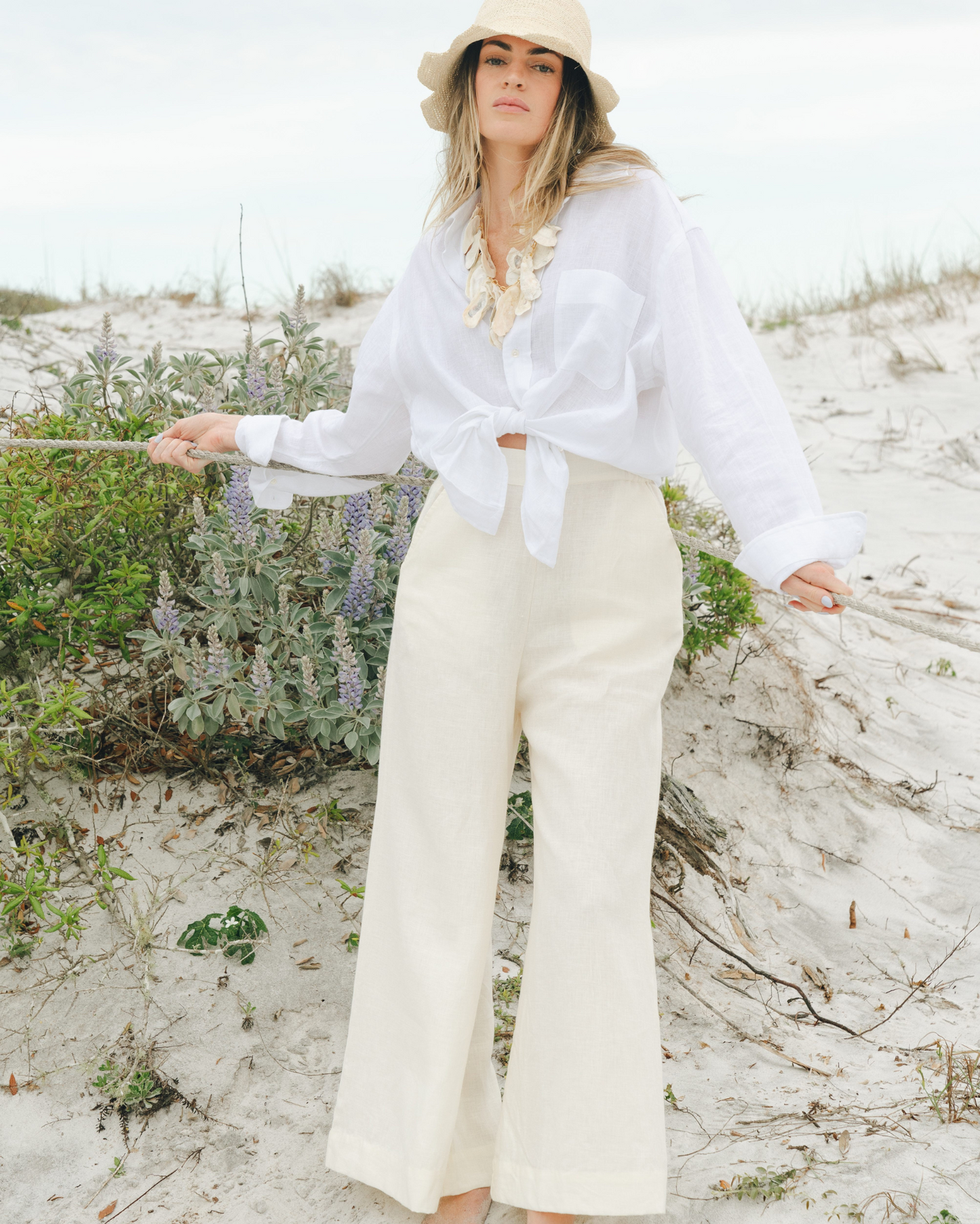 Essential Linen Pant in Off White