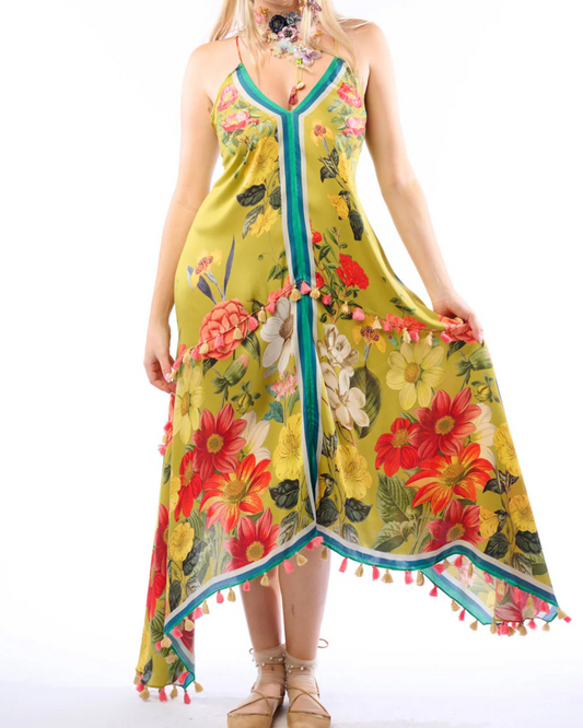 French Riviera Maxi Dress by Aratta / Olive Floral