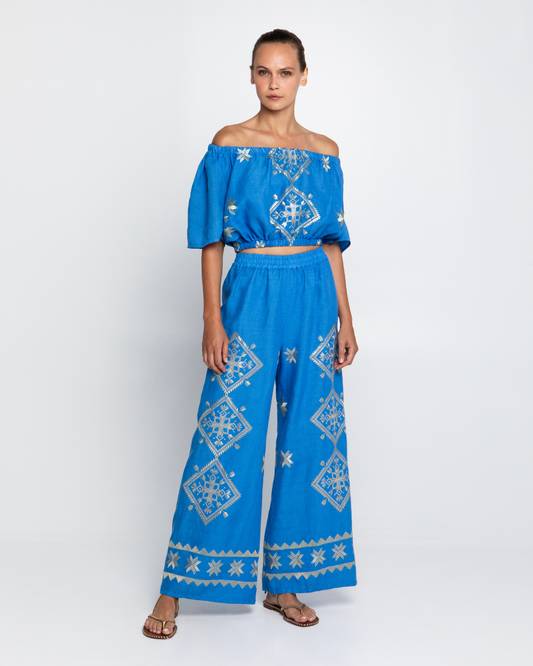 Lefkada Pant by Greek Archaic Kori / Blue Raf-Gold