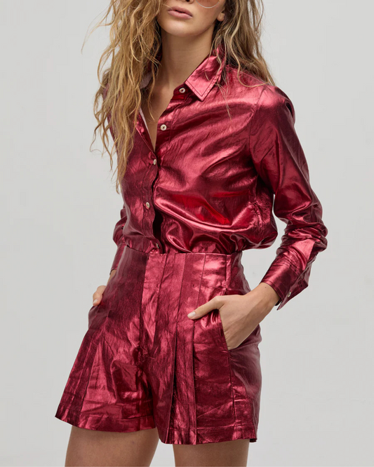 Metallic Linen Short by Lanhtropy / Red