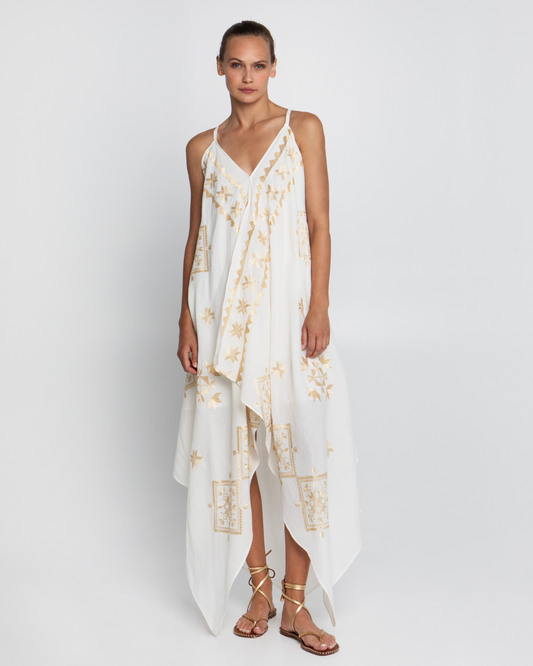 Lefkada Asym Dress by Greek Archaic Kori / Natural-Gold