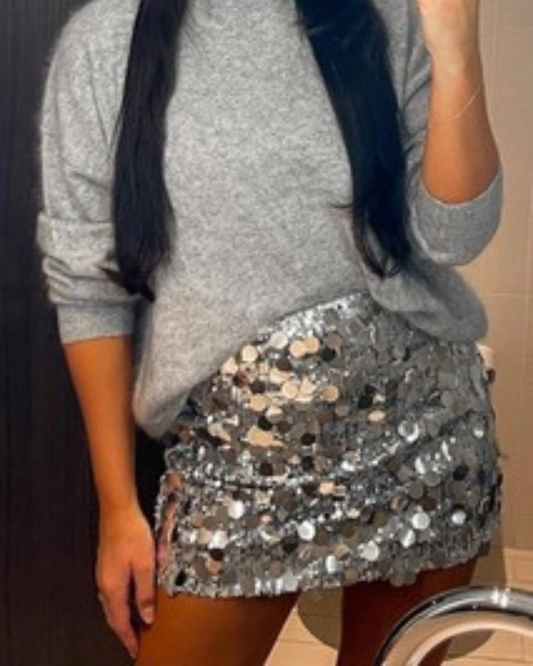 Sequin Skirt / Silver