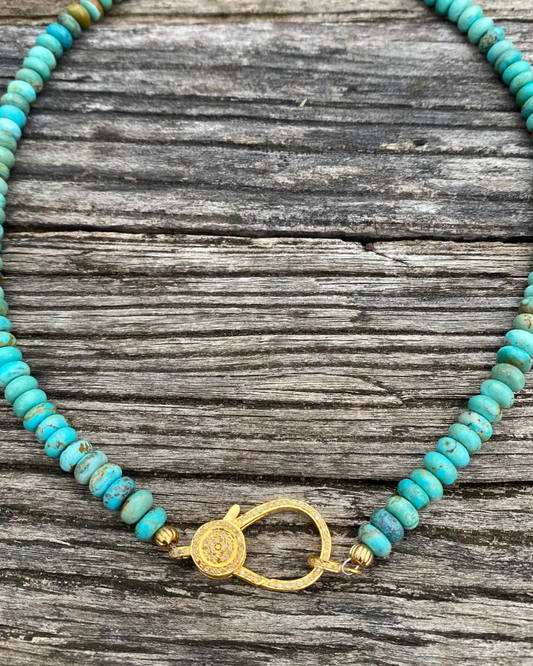 Turquoise Beaded Necklace by Ilissa Michele Jewelry / Gold