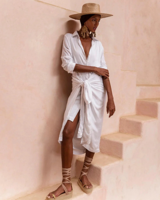 Yara Wrap Dress by Erika Pena / White