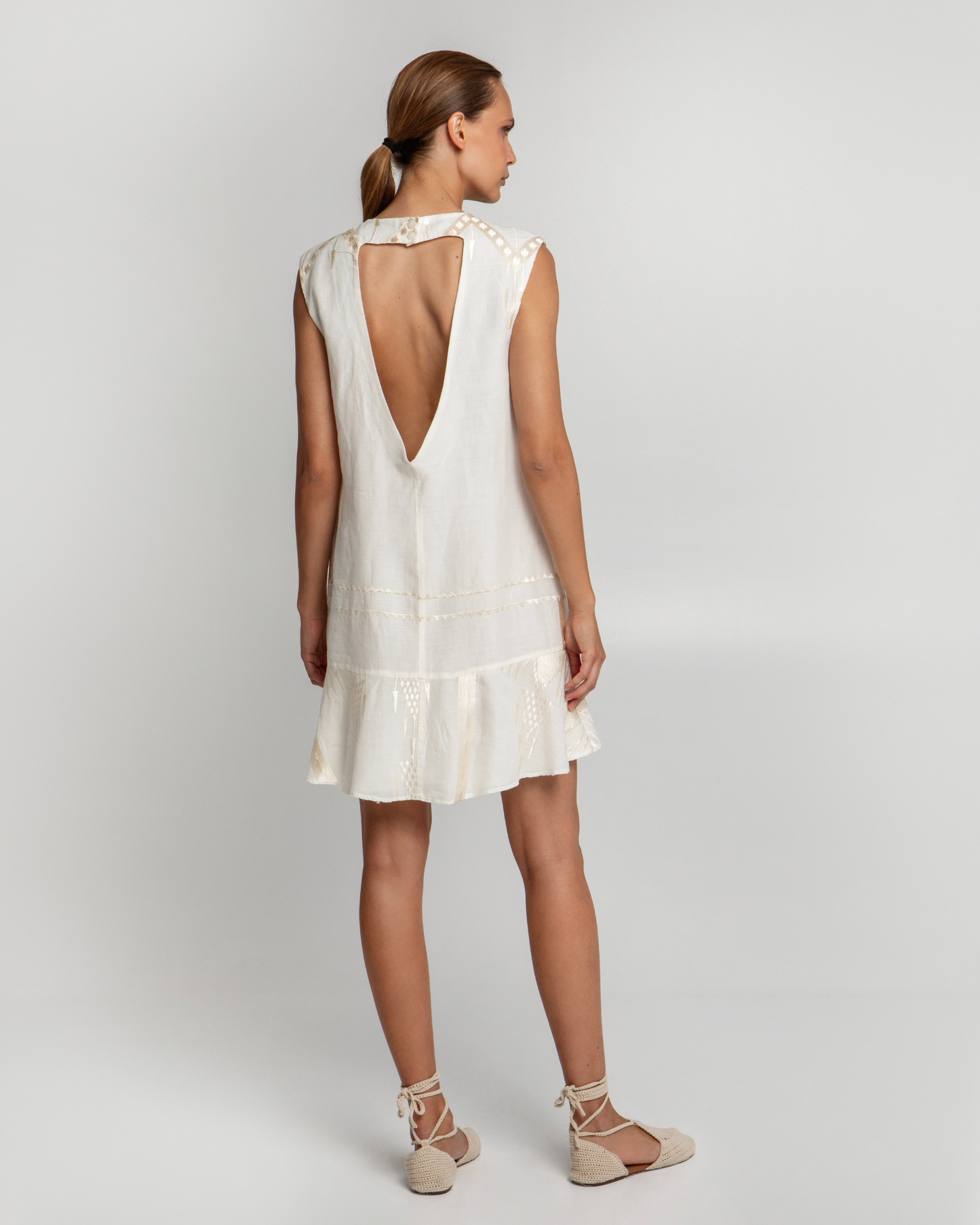 Open Back Feather Dress by Greek Archaic Kori / Natural-Champs