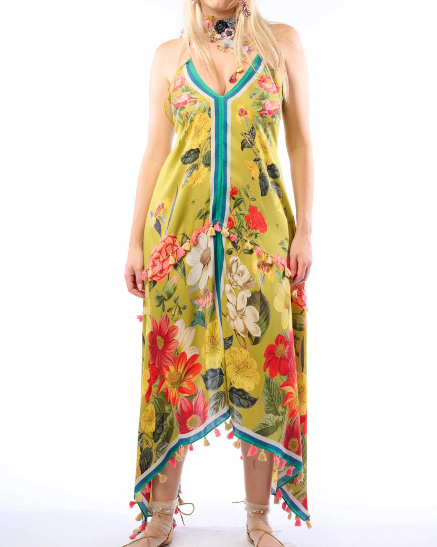 French Riviera Maxi Dress by Aratta / Olive Floral