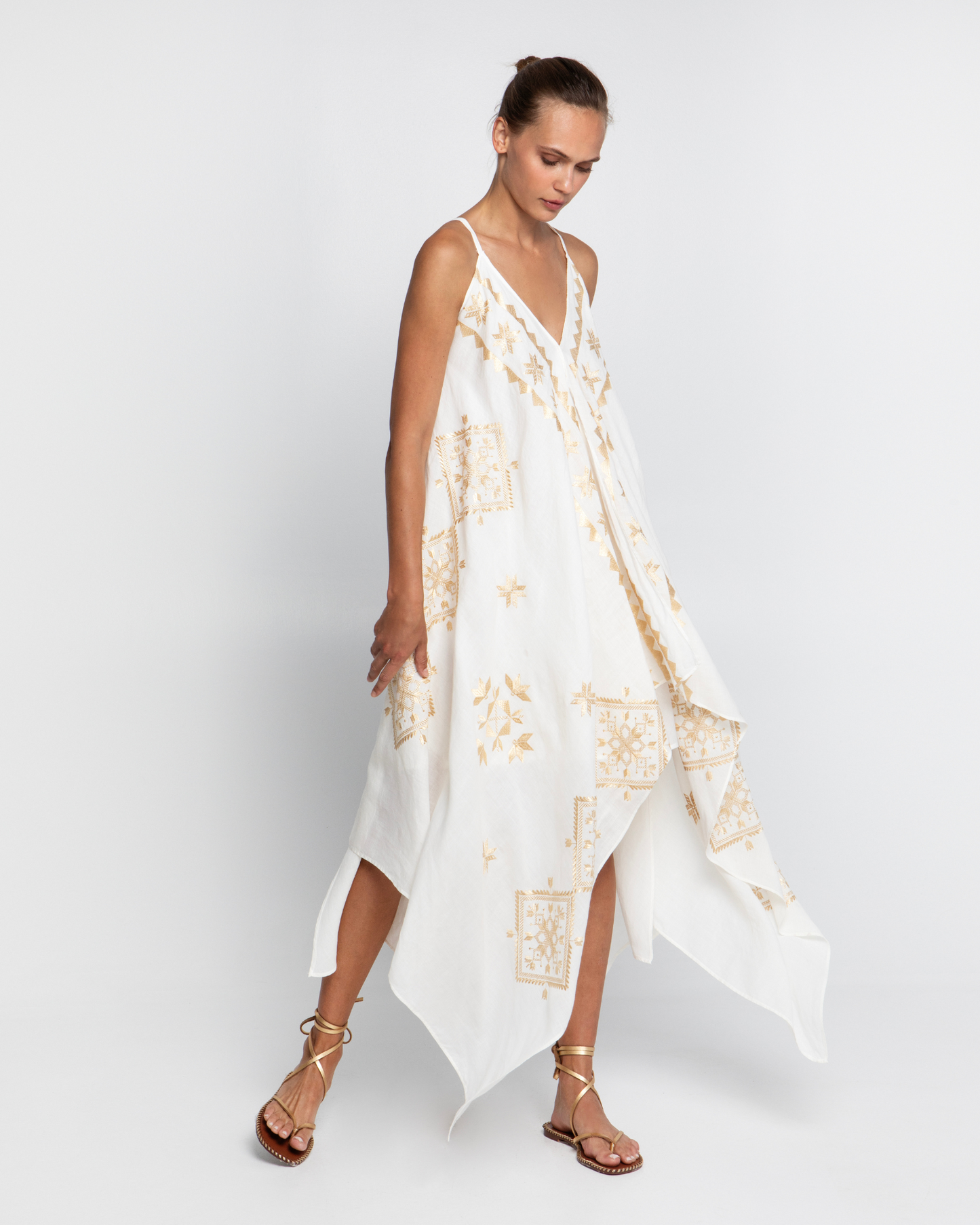 Lefkada Asym Dress by Greek Archaic Kori / Natural-Gold