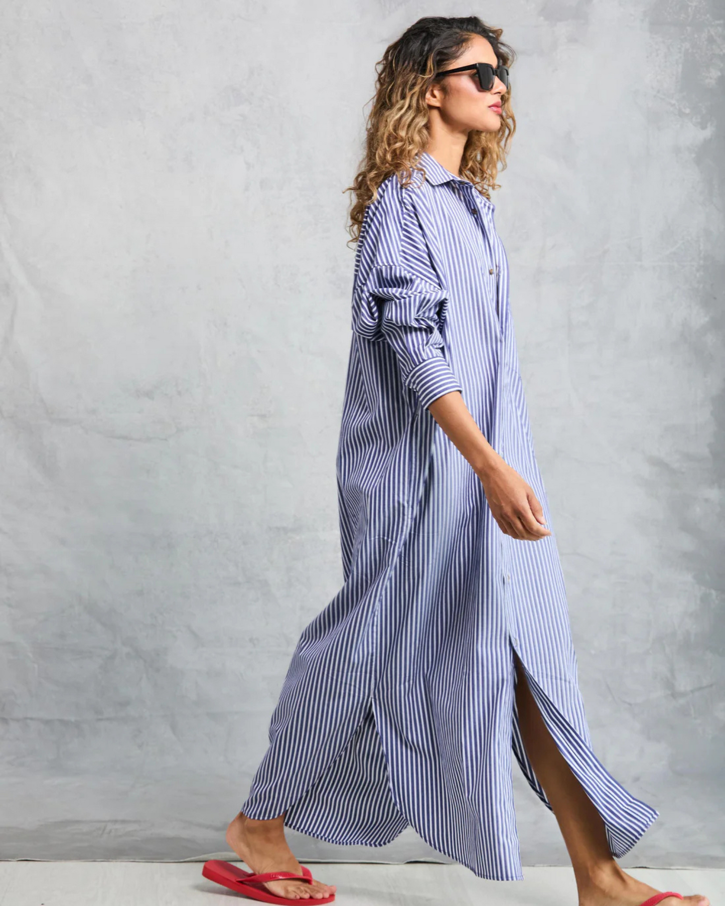 Phoebe Shirt Dress by Mamene / Navy Stripe