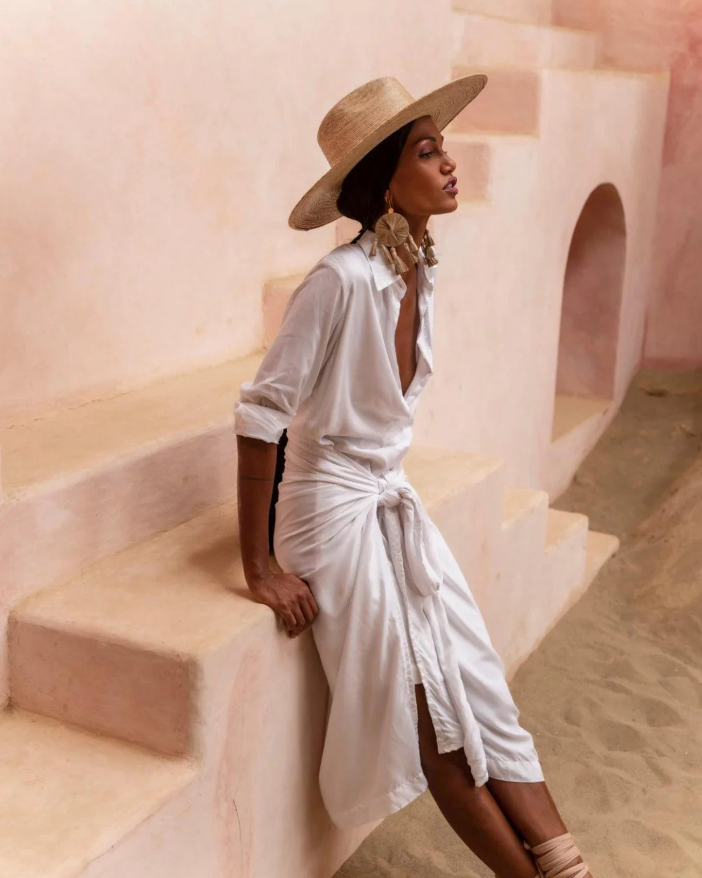 Yara Wrap Dress by Erika Pena / White