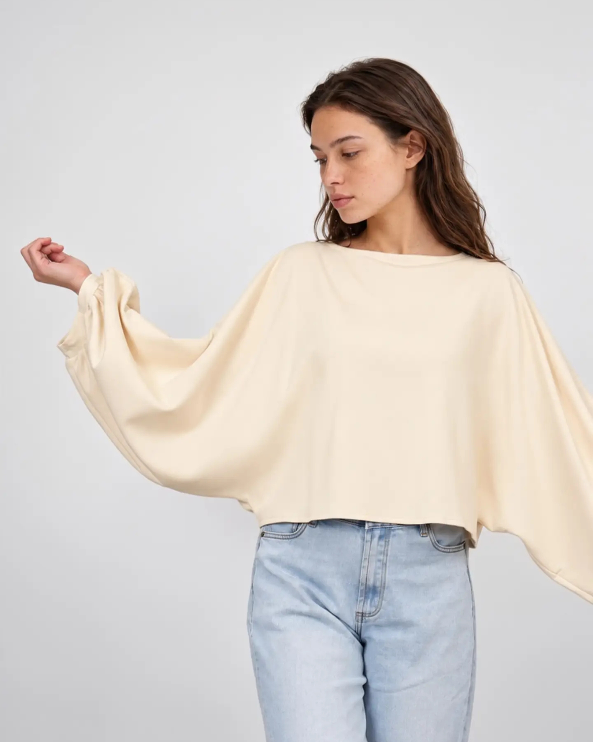 Fluid Tunic with Puff Sleeves