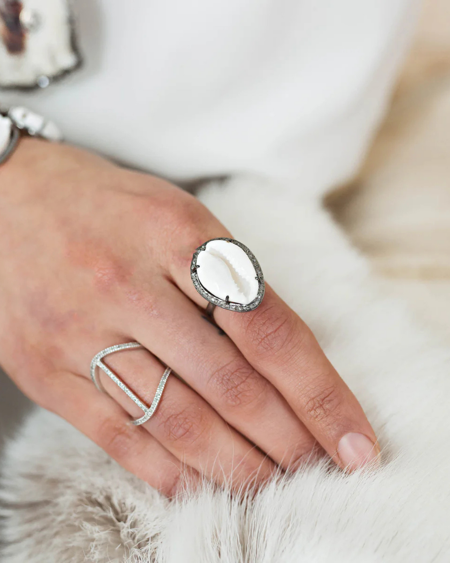Cowrie Diamond Ring by S. Carter Designs