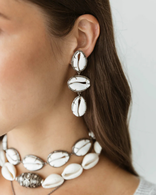 Cowrie Drop Earrings by S. Carter Designs