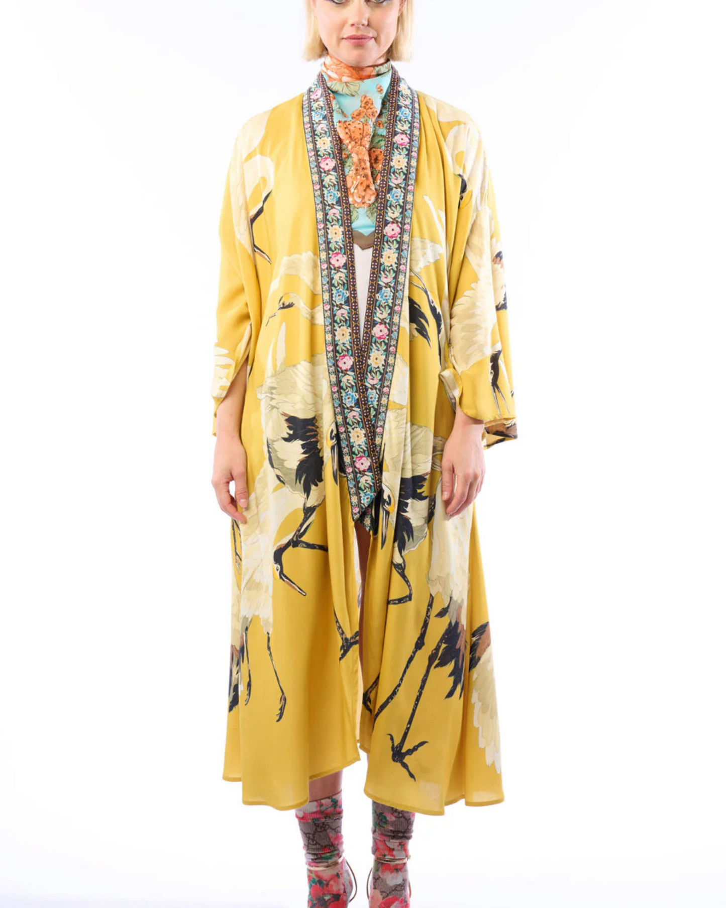 Crane Kimono by Aratta / Mustard