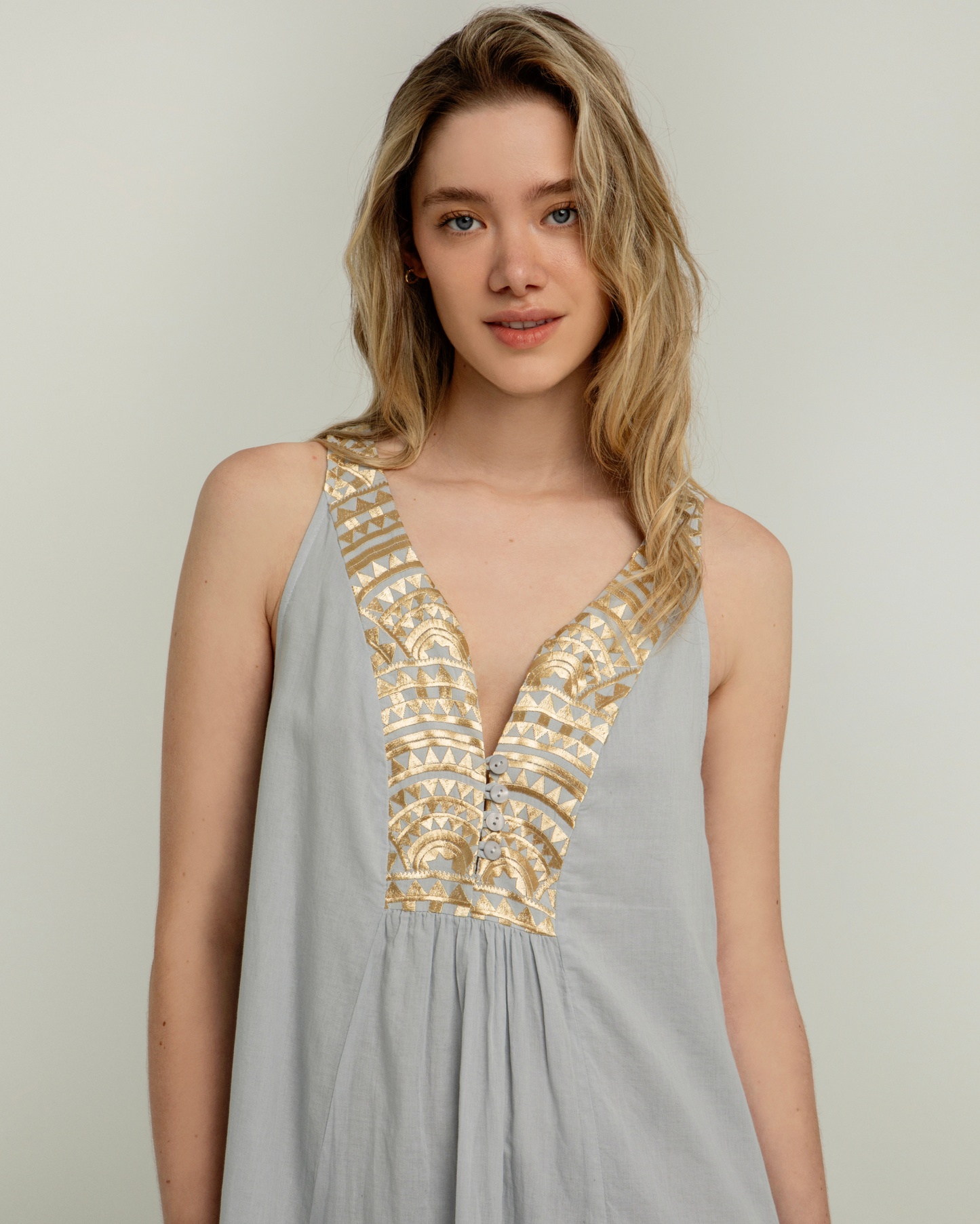 Dress Maxi New Triangle by Greek Archaic Kori / Lt Grey-Gold
