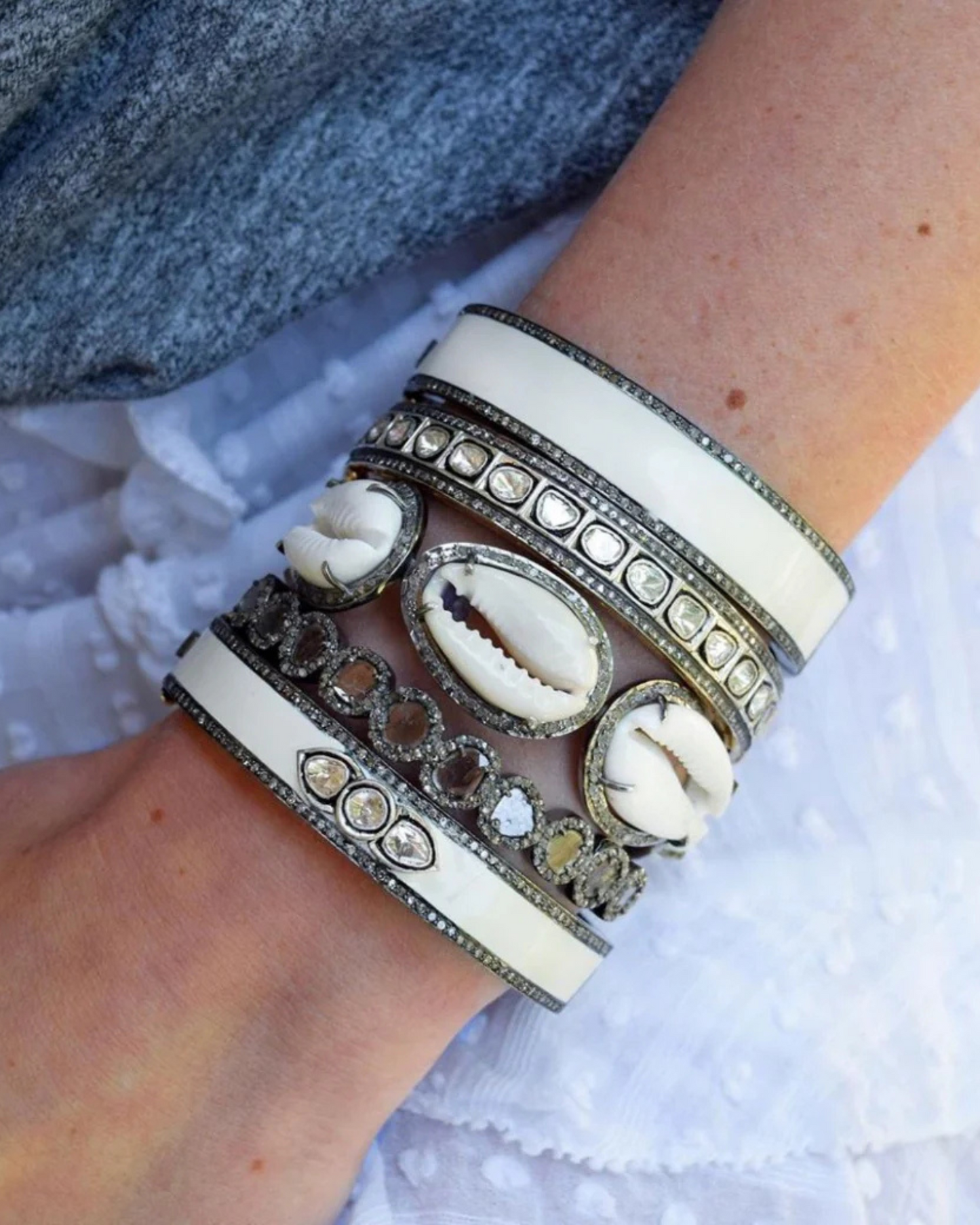 Cowrie Shell Bracelet Slide by S. Carter Designs