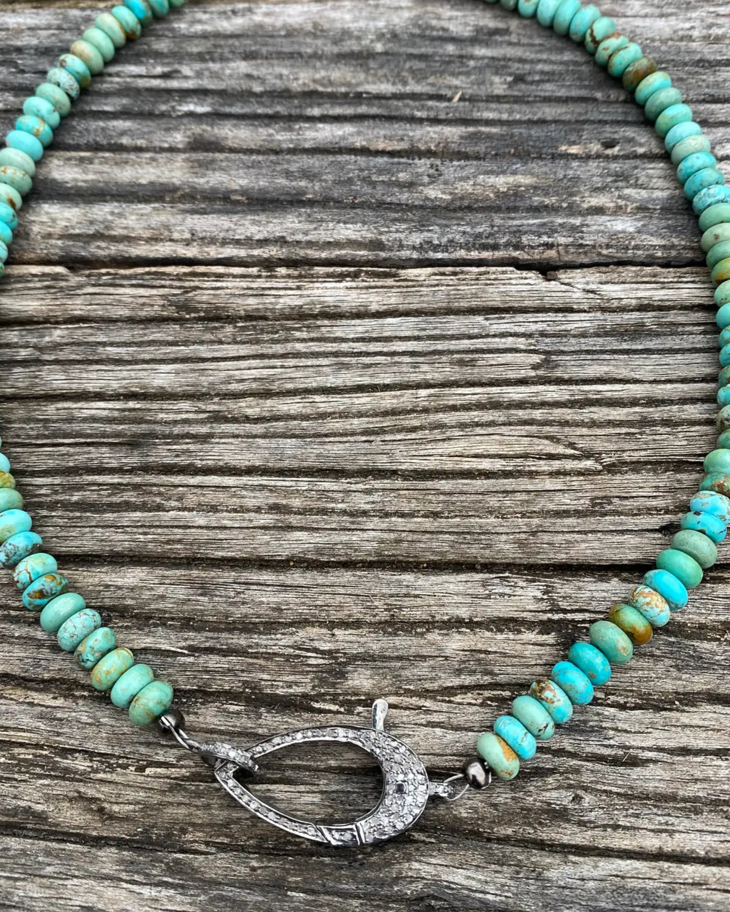 Turquoise Beaded Necklace by Ilissa Michele Jewelry / Silver