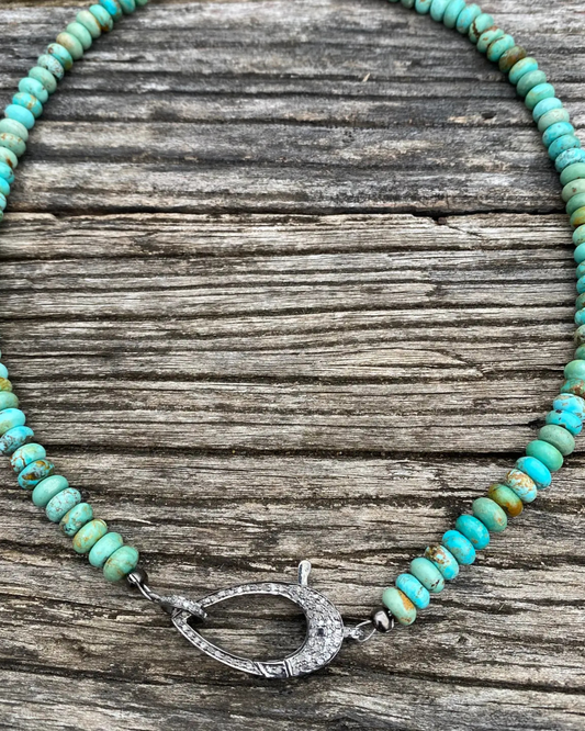 Turquoise Beaded Necklace by Ilissa Michele Jewelry / Silver