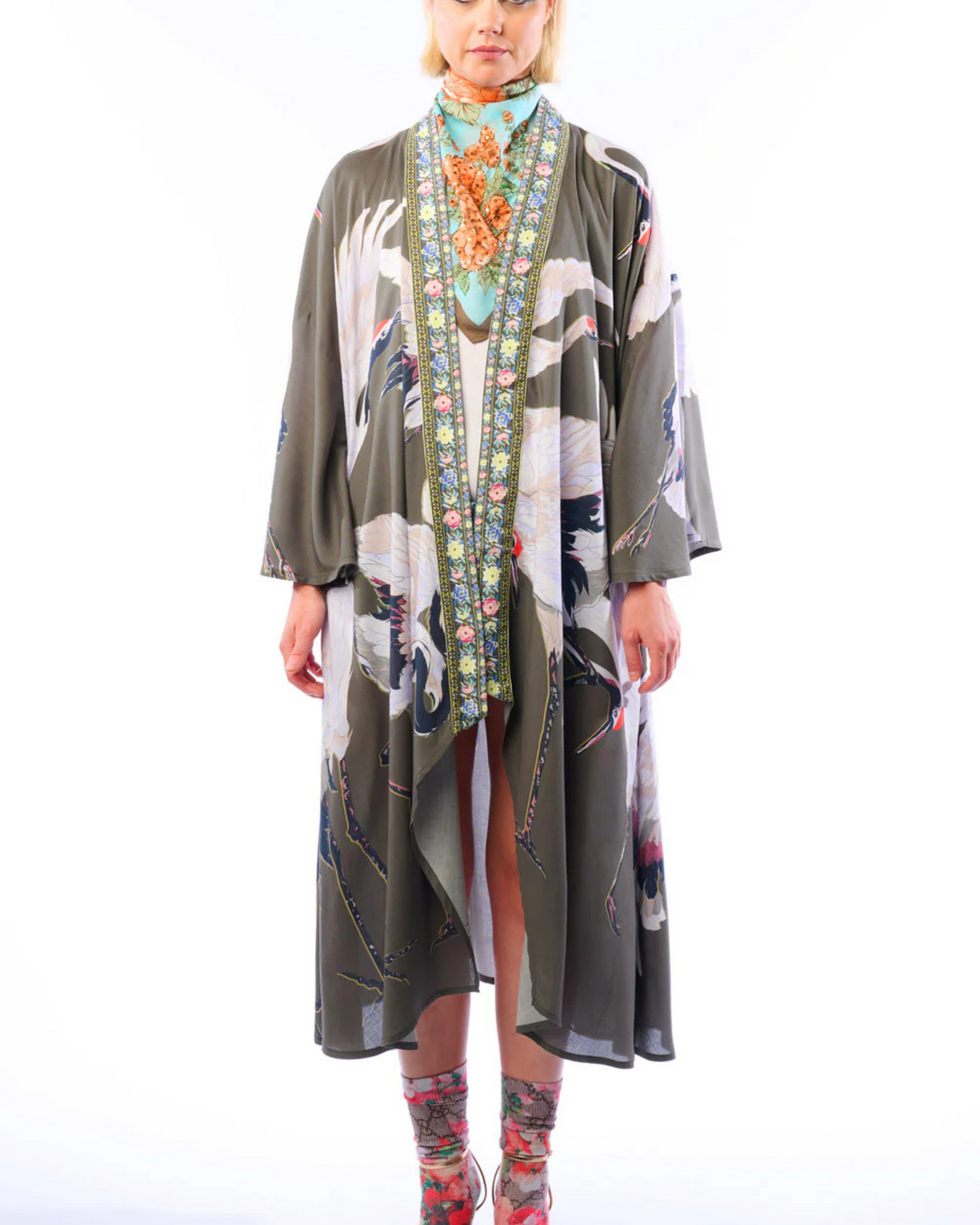 Crane Kimono by Aratta / Charcoal
