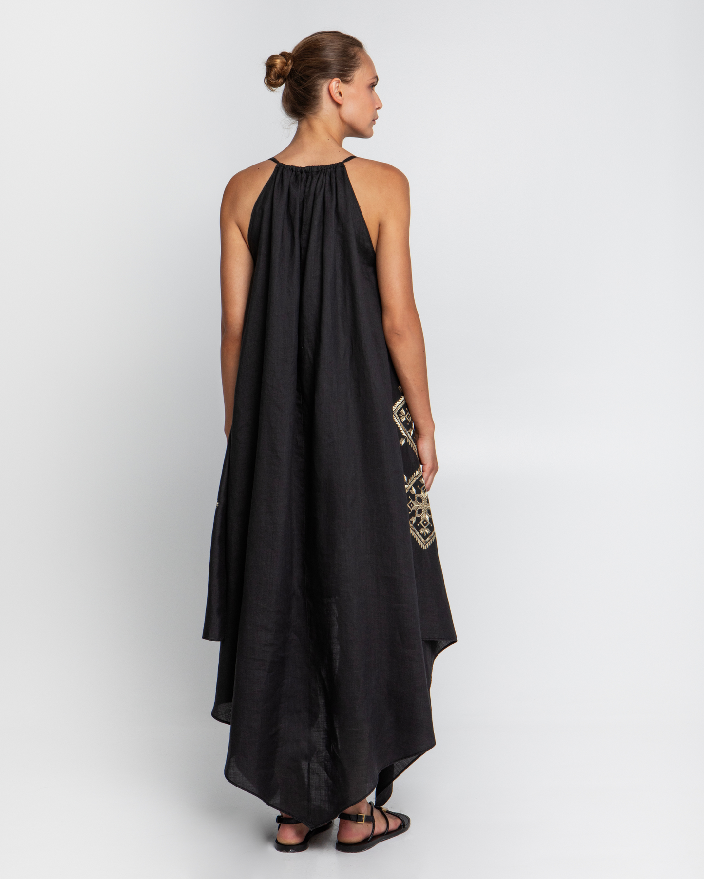 Lefkada Asym Dress by Greek Archaic Kori / Black-Gold