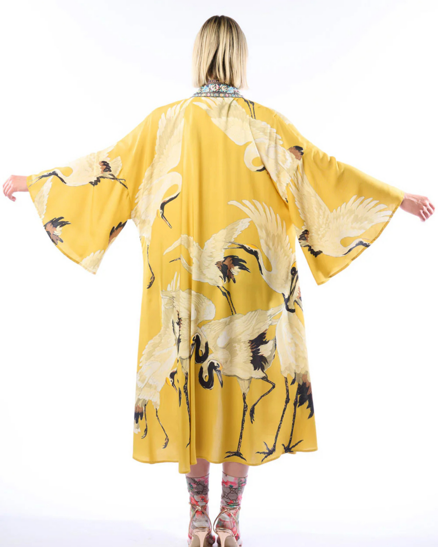 Crane Kimono by Aratta / Mustard