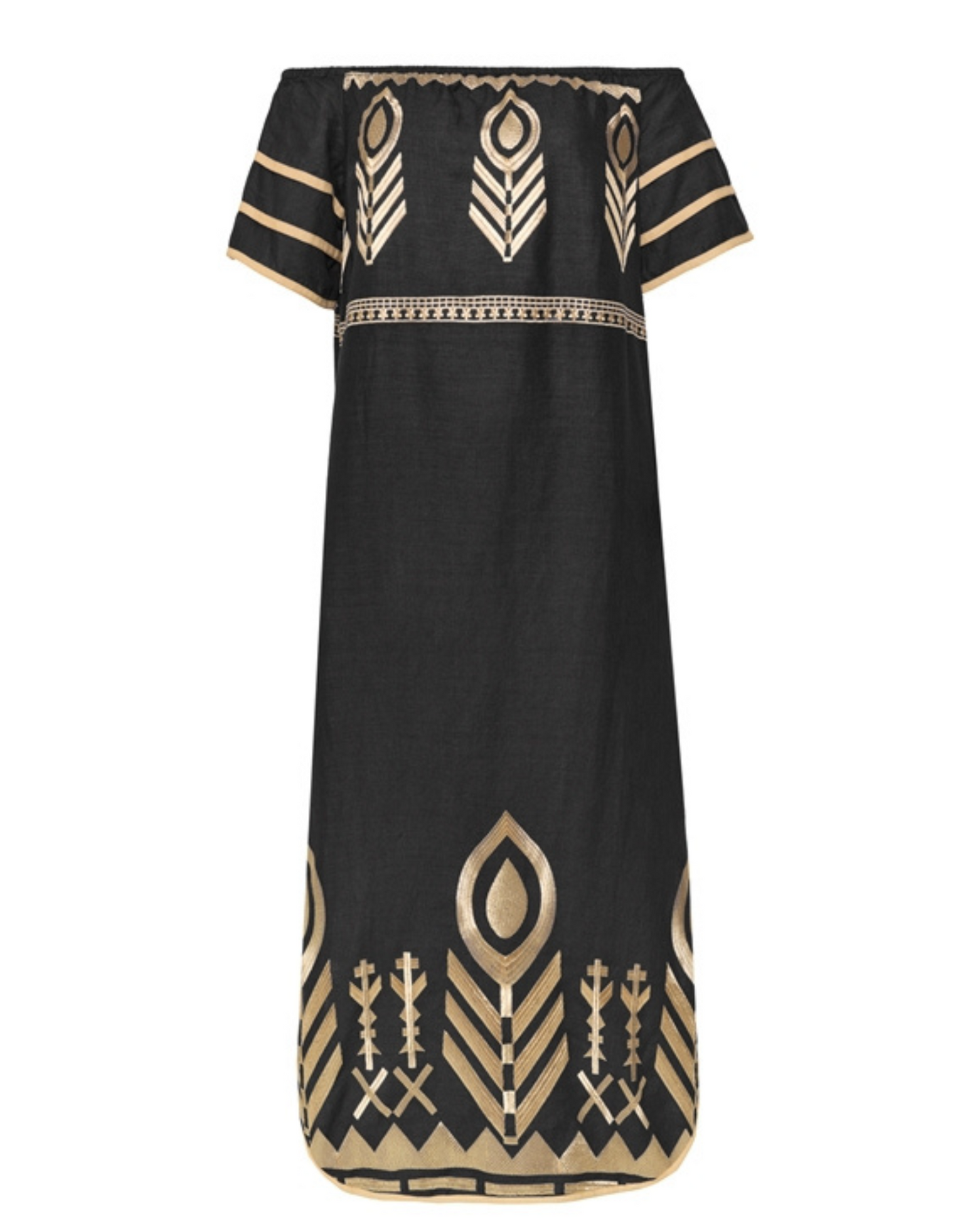 Strapless Feather Dress by Greek Archaic Kori / Black-Gold