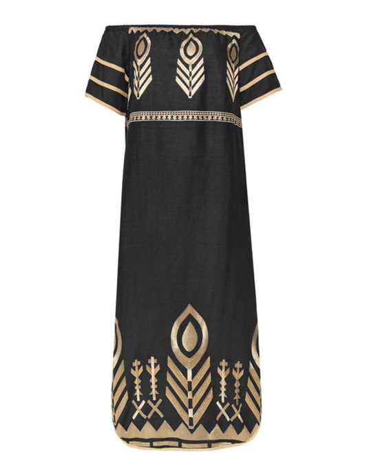 Strapless Feather Dress by Greek Archaic Kori / Black-Gold
