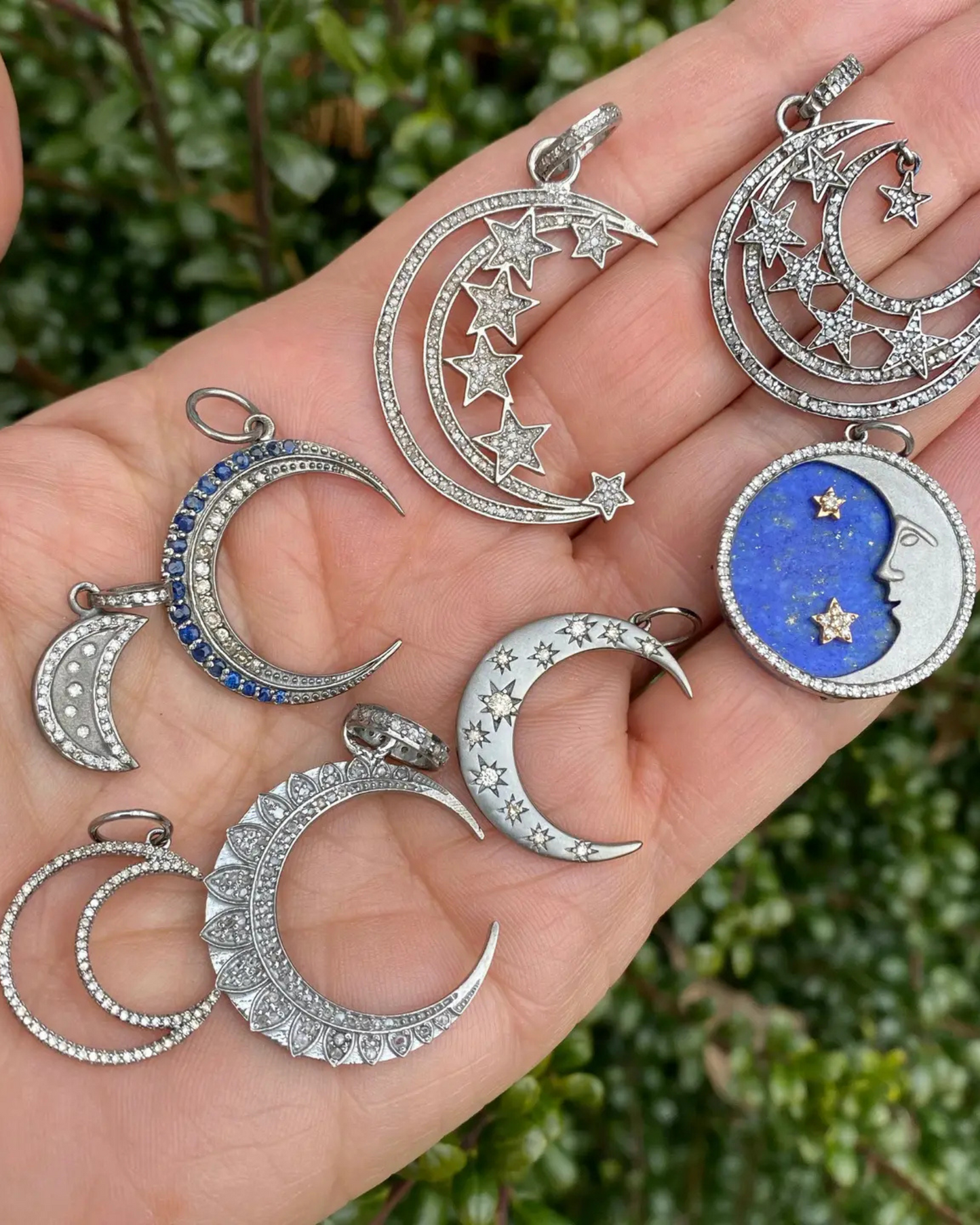 Crescent Moon Pave Pendant by Ilissa Michele Jewelry