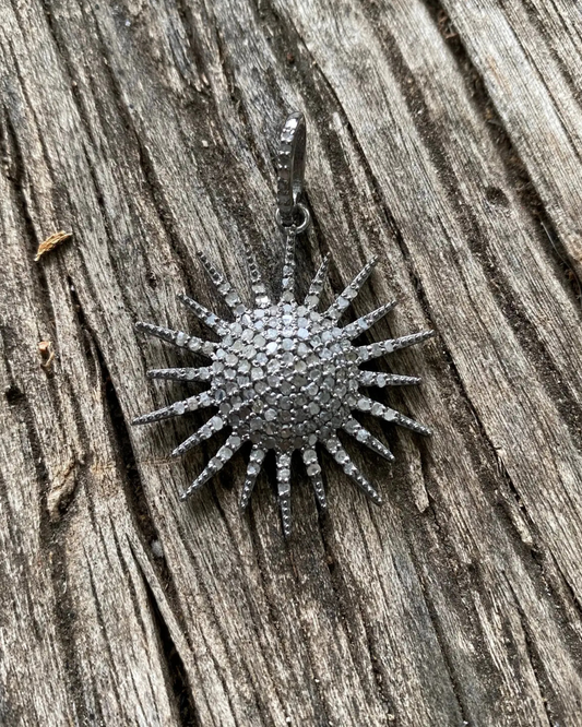 Pave Diamond Sunburst Pendant by Ilissa Michele Jewelry