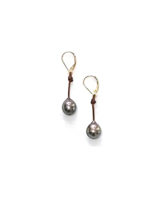 Black Tahitian Pearl Drop Earrings by Wendy