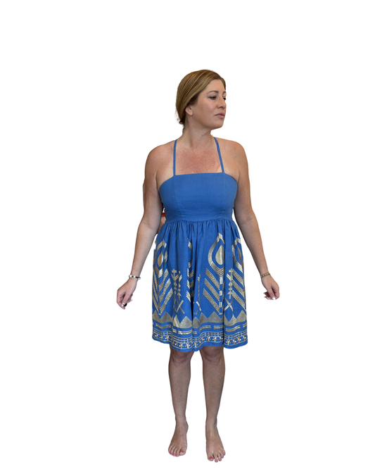 Mini Feather Dress by Kori / Blue Raf & Gold