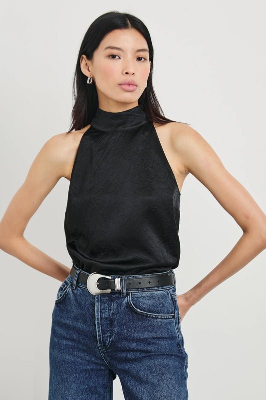 Leah Top- Black Crinkle