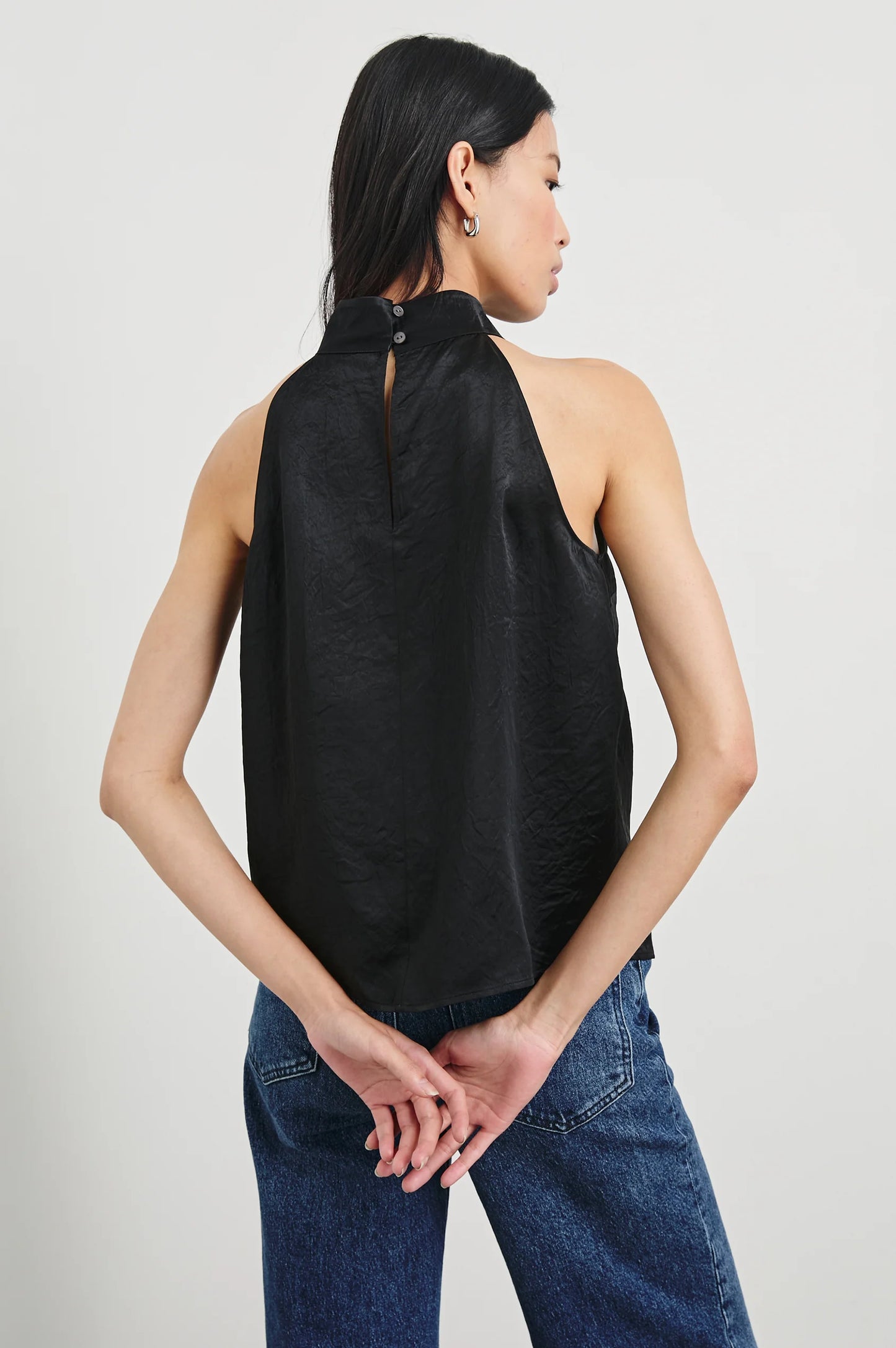 Leah Top- Black Crinkle