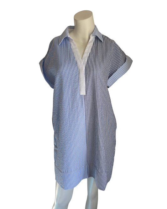 Blue Seersucker Dress by THML